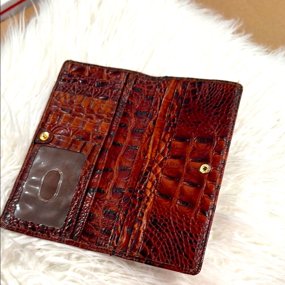 🌹vintage Brahmin Duxbury Dome Satchel Red Ember Metallic Leather+Wallet+Tassel - Picture 11 of 14